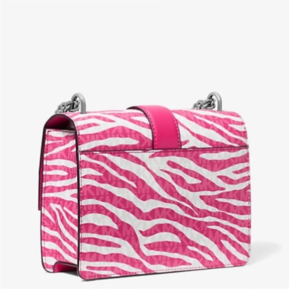 12 HR SALE❣️ NWT Michael Kors MK Pink & White Zebra Print Crossbody Shoulder Bag - Picture 9 of 9